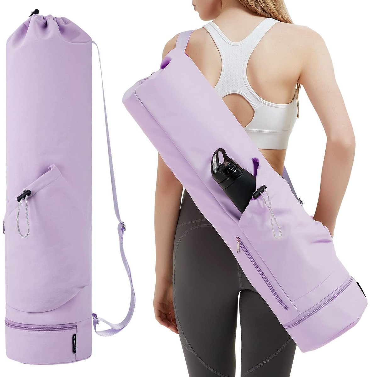 Dailygoods - Grote Yoga Mat Tas met Verstelbare Schouderriem - Sporttas met Nat Vak en Fleshouder