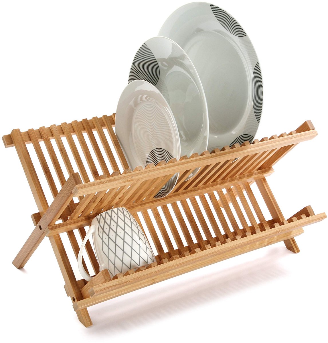 Dailygoods - Opvouwbaar Afdruiprek van Bamboe, 44,3 x 30 x 23,5 cm