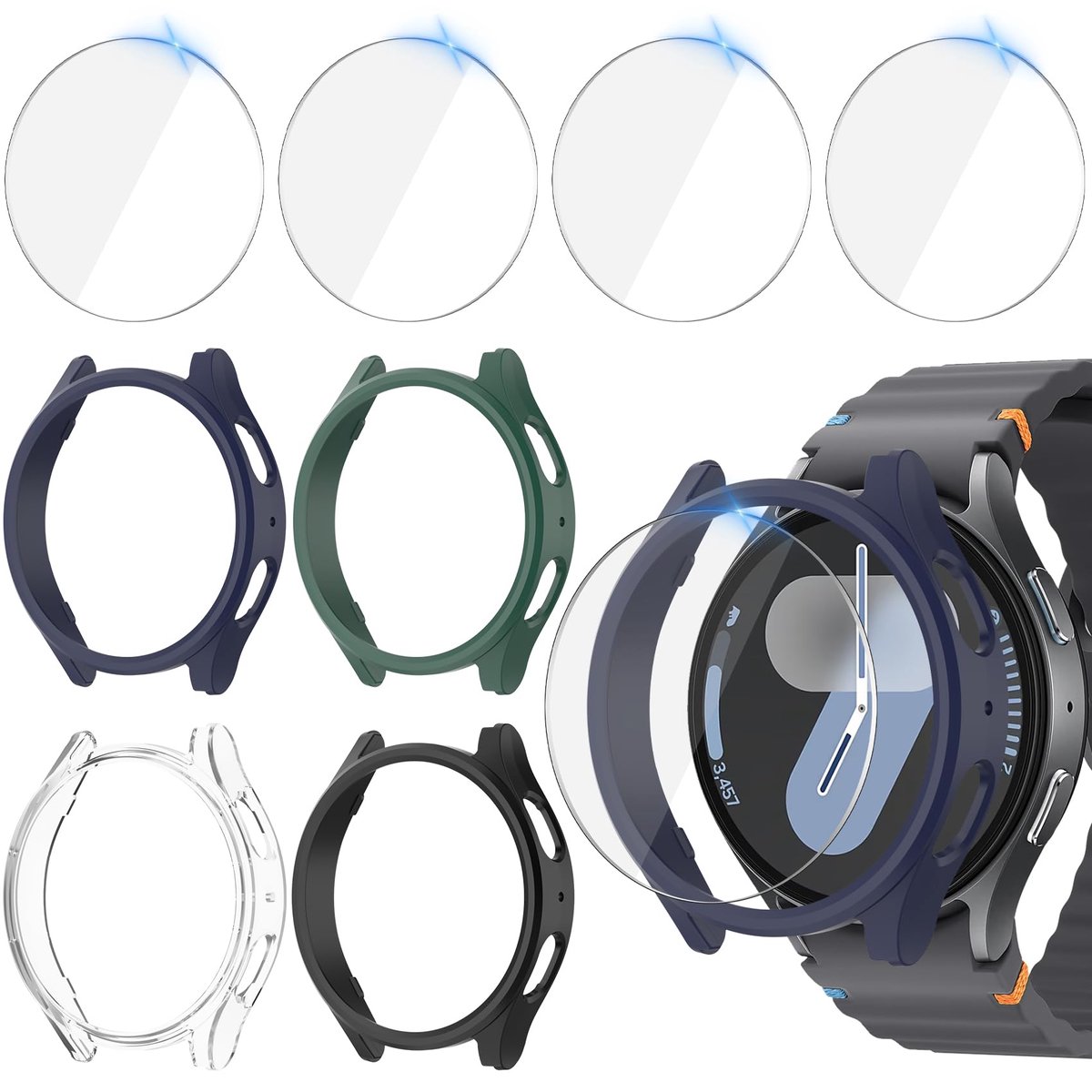 Dailygoods- Beschermhoes 44 mm - Bumper - Schermbescherming - Krasbestendig - Galaxy Watch 7 - Hoogwaardige kwaliteit - Smartwatch Hoesje