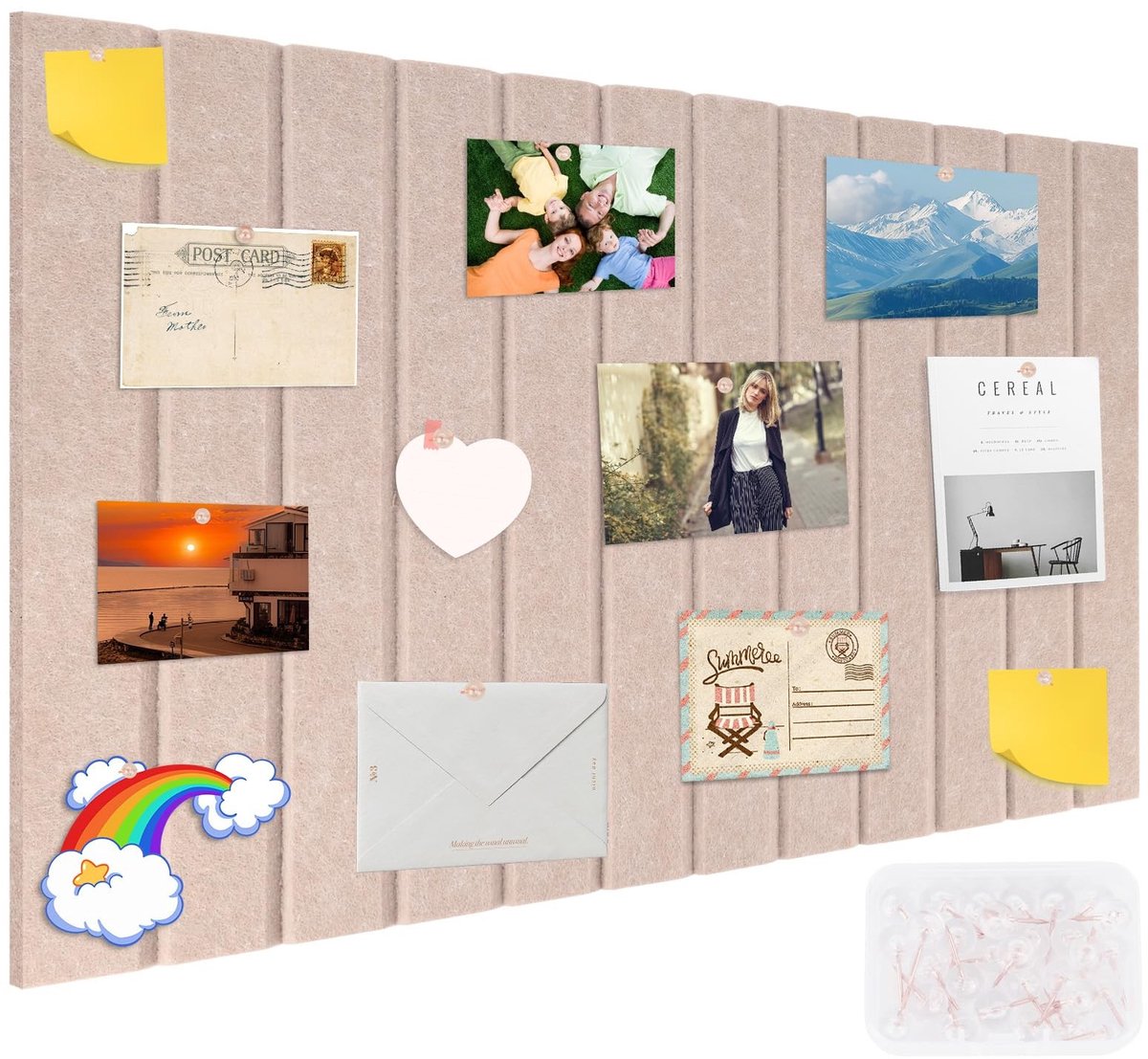 Dailygoods - Zelfklevend Korkenbord 60 x 40 cm met 30 Pins voor Kantoor en School