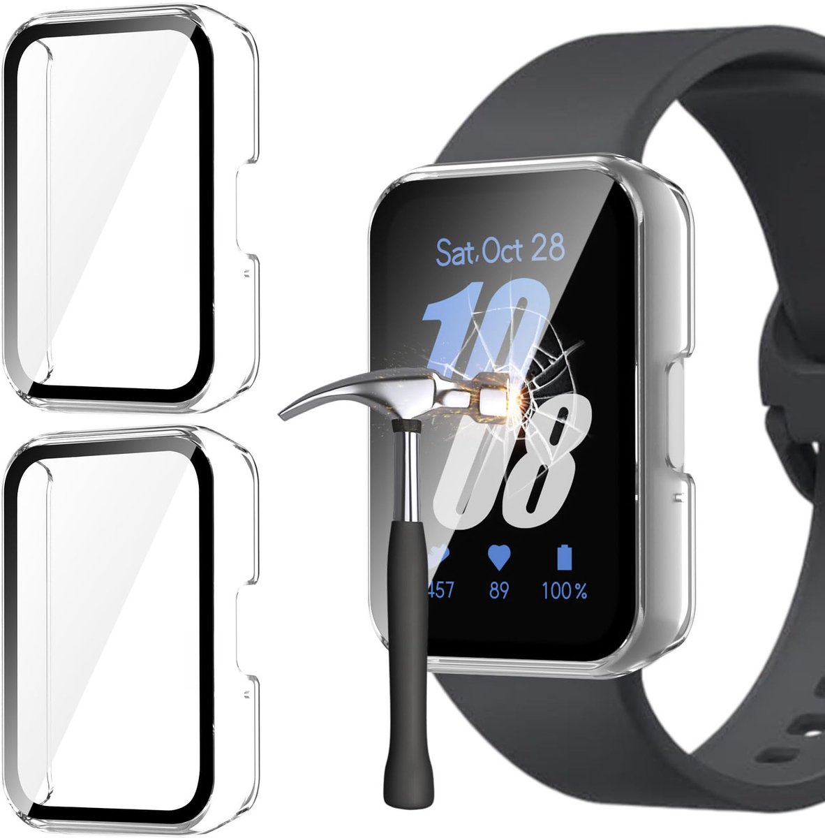 Dailygoods- Beschermhoesje voor Samsung Galaxy Fit 3 - Harde PC-displaybeschermfolie - Krasbestendig - 2 Stuks - Hoogwaardige bescherming - Slimme technologie - Smartwatchhoes