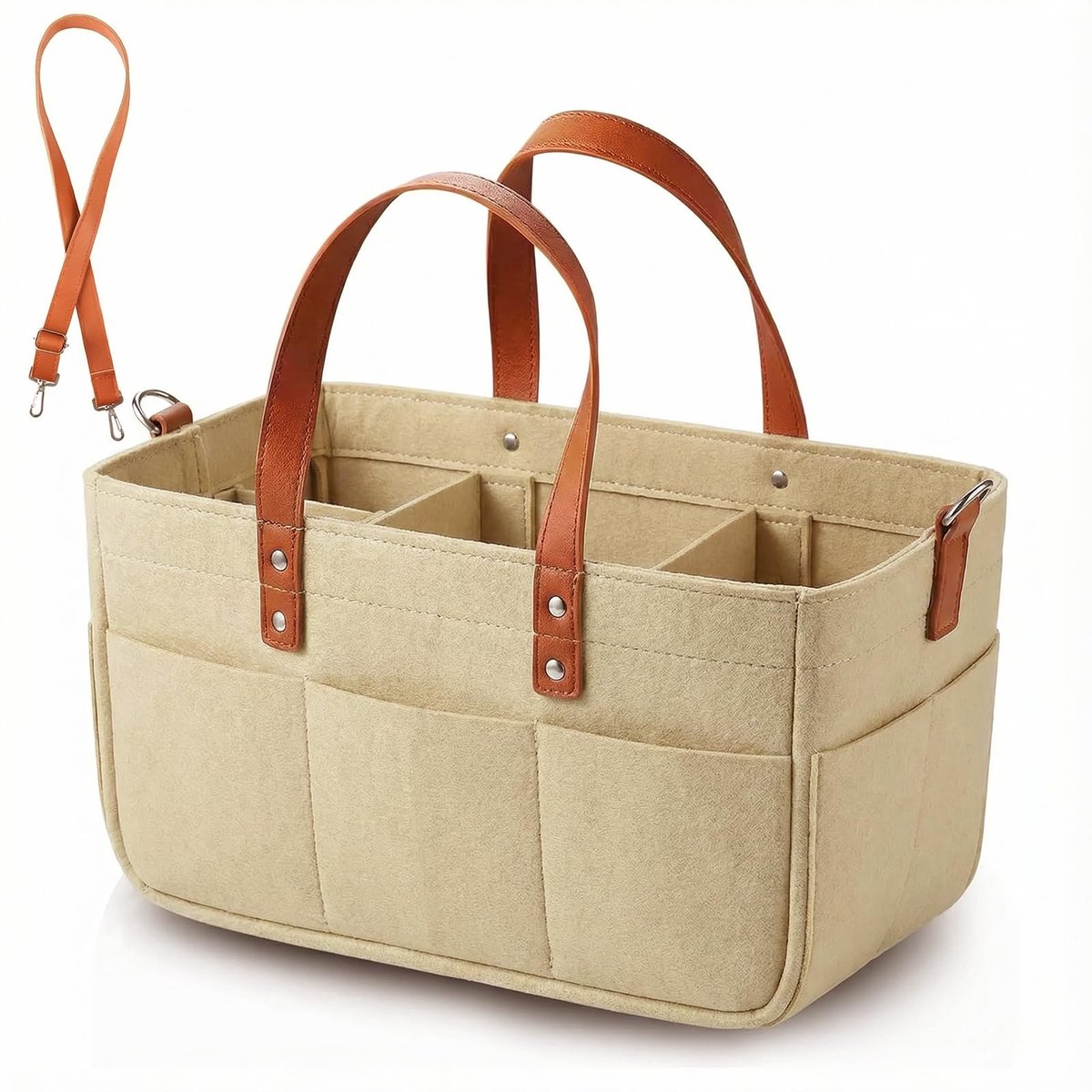 Dailygoods - 30L Vilten Boodschappentas met Vakken - Ideaal voor Winkelen en Opbergen
