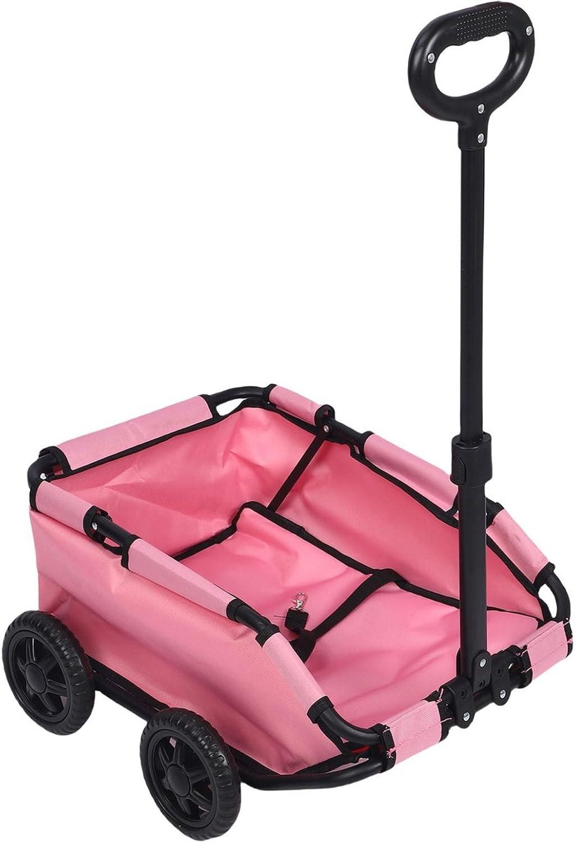 Dierenwagen Opvouwbaar - Huisdierkar Kinderwagen - Reizen met Huisdier - Laagdrempelige Instap - 30 kg Draagvermogen - Roze