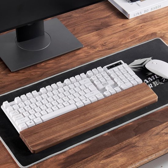 Ergonomische Houten Polssteun voor Toetsenbord - 30cm, Antislip, Ideaal voor Kantoor en Gaming, Vermindert Pijn en Verhoogt Comfort — afbeelding 5