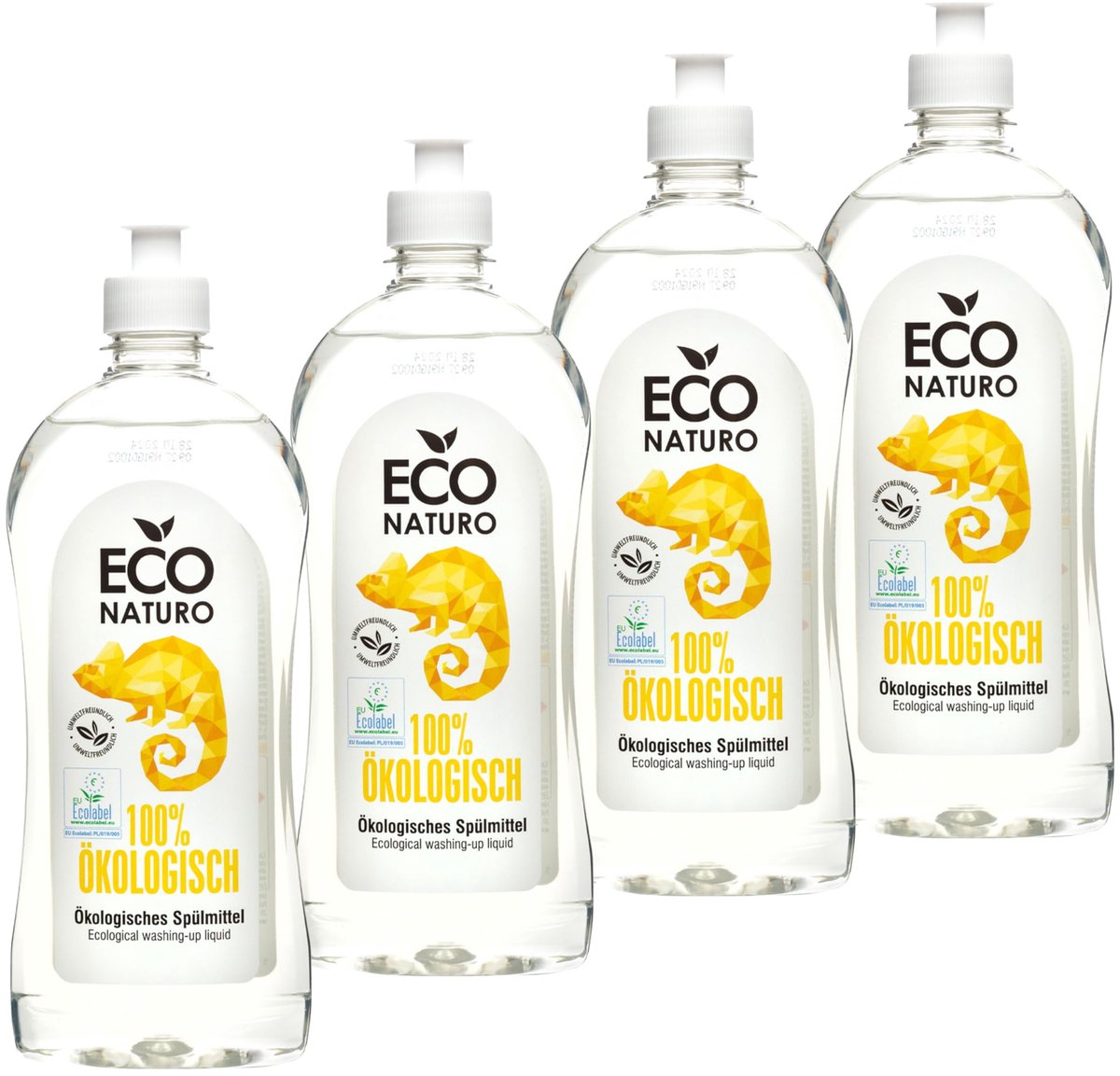SnelShoppen - Biologisch Afwasmiddel - 4 x 500 ml - Ecologisch, Natuurlijk, Huidvriendelijk, Effectief tegen Vet, Biologisch Afbreekbaar - Voor Milieu
