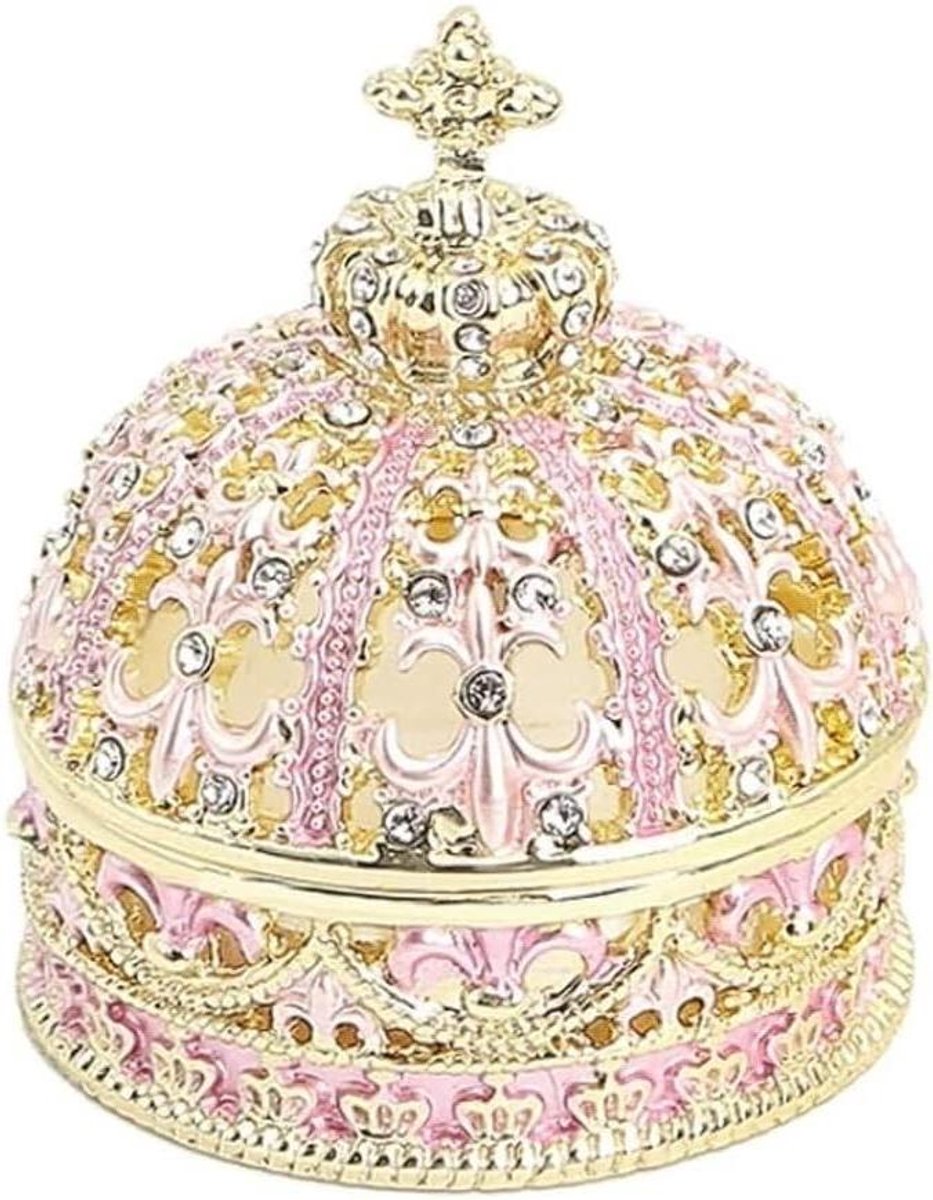 Sieradendoos met Kruis - Juwelendoosje Organiser - Sieraden Opbergen - Hol Kristal Design - 4.8x6cm - Zilverkleurig