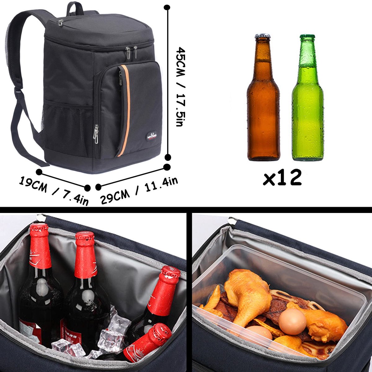 SnelShoppen - Koeltas Picknickrugzak 25L - Isolatie, Waterdicht, Lekvrij - Ideaal voor Camping, Barbecue, Reizen & Buitenactiviteiten - Zwart