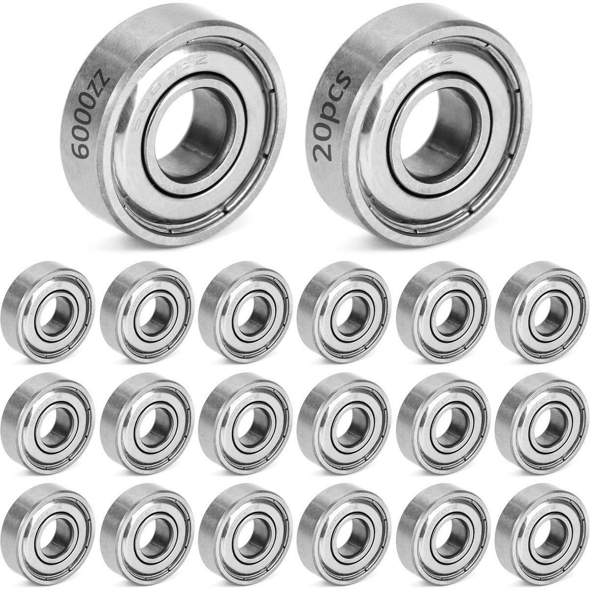 Dailygoods - 20 Stuks Miniatuur Kogellagers 6000ZZ - Dubbel Gesloten, Carbon Staal