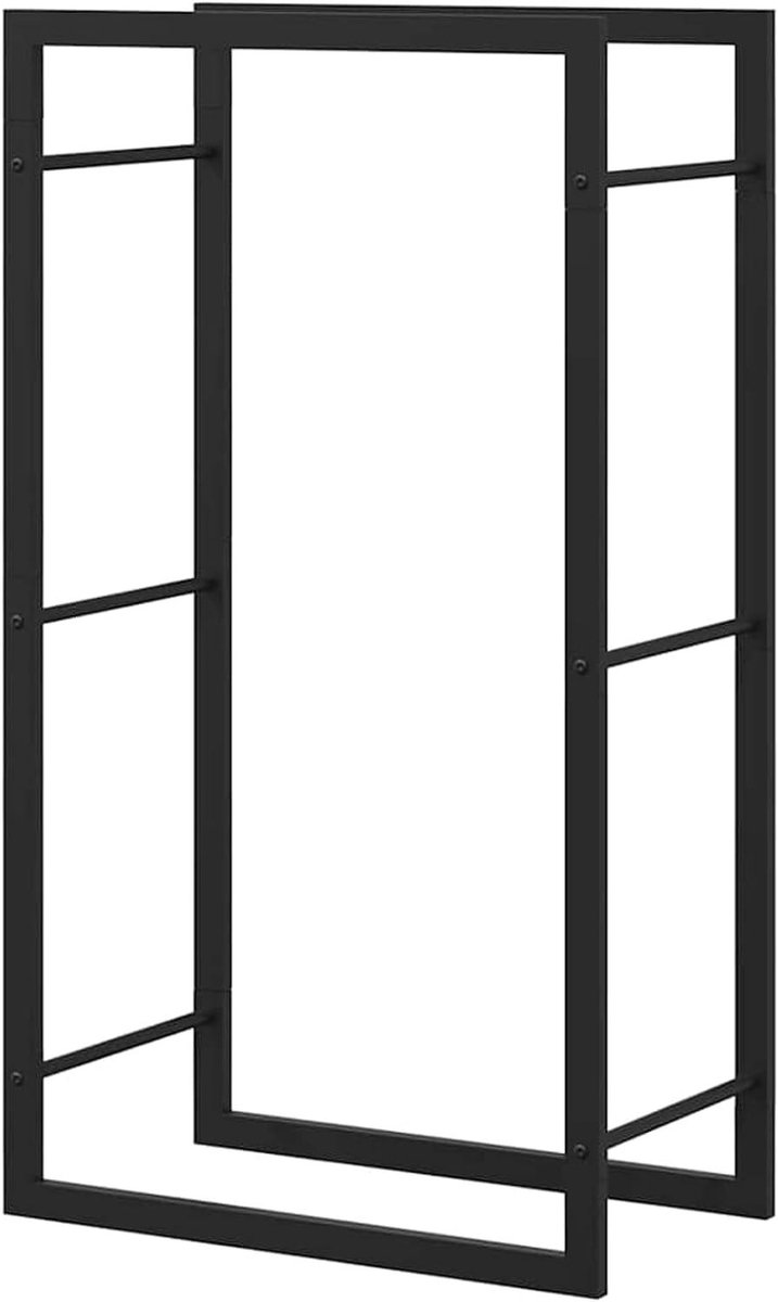 Brandhoutrek Staal - Haardhouthouder Rek - Open Haard Opslag - Weerbestendig Poedercoating - 50 x 28 x 94 cm - Matzwart