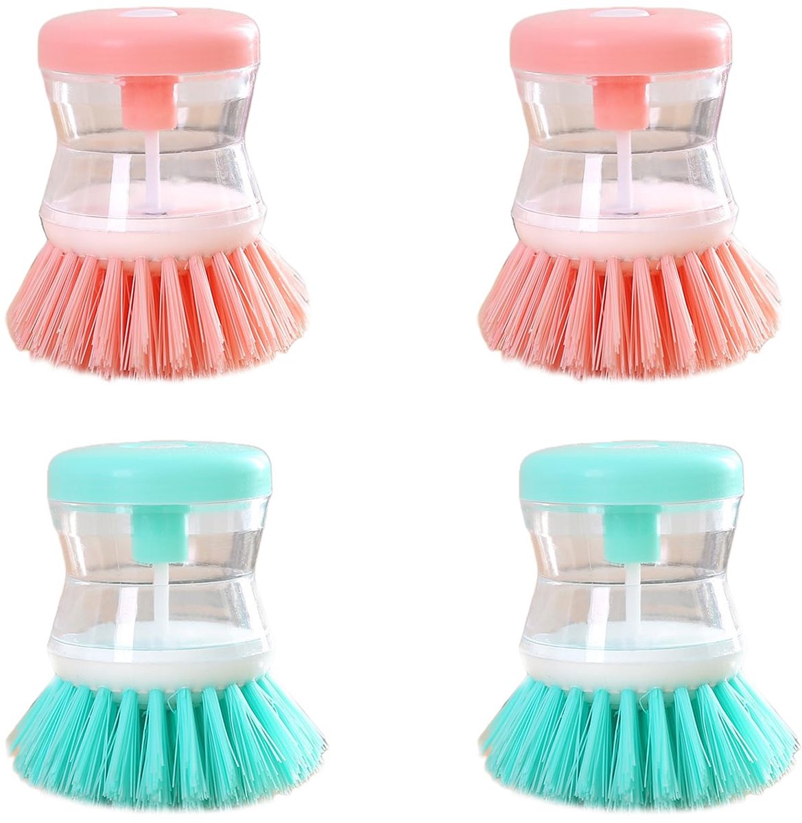 Dailygoods - 4 Pack Multifunctionele Potborstel voor Keukenreinigen - Blauw en Roze