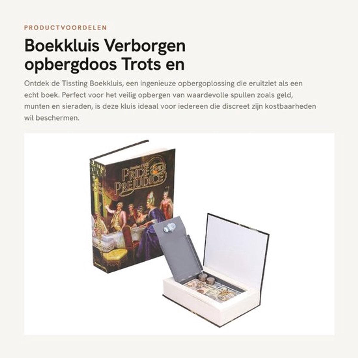 Boekkluis met Cijferslot - Boek Kluis - Opbergdoos - Verstevigd - 22,1 x 15,2 x 4,6 cm - Voor Geld/Sieraden - Verstopkluis