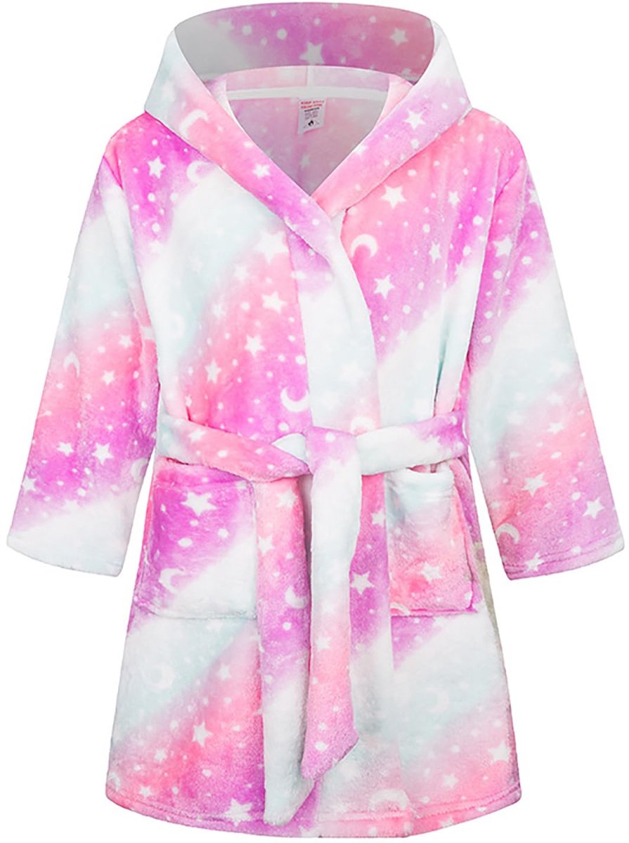 SnelShoppen - Zachte en warme NautySaurs badjas voor jongens met capuchon, flanellen fleece badjas voor kinderen van 7-9 jaar, ideaal voor thuis, camp