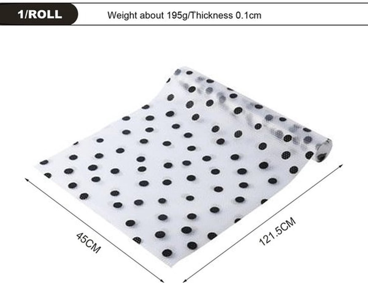 Antislipmat - Waterdicht - 120 cm × 45 cm - Bescherming - Transparant met zwarte stippen - Voor keuken en kasten
