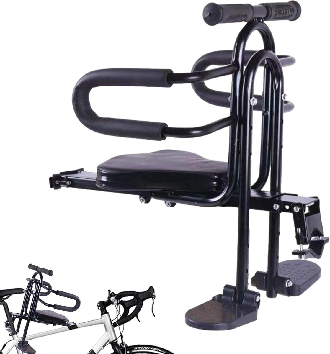 Kinderfietszitje - Fietsdrager Peuter - Veilig Fietsen - Verstelbare Pedaalsysteem - 39 x 31 x 22 cm - Zwart