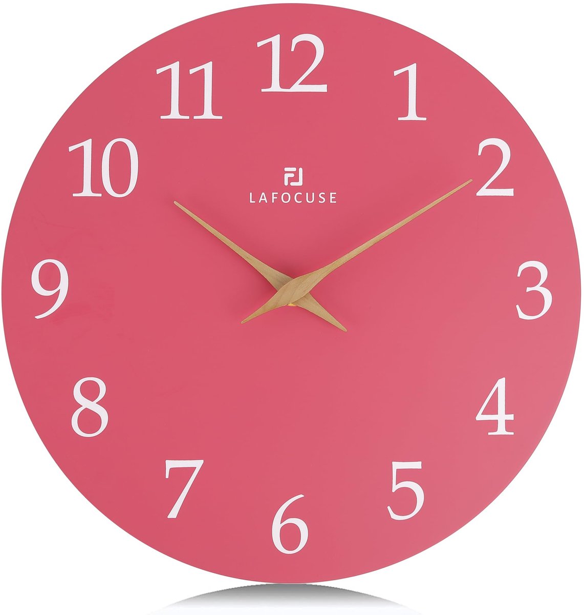 SnelShoppen - Roze Wandklok Stil, Niet Tikkend, 30 cm Moderne Houten Wandklok, Batterij-gevoed voor Huis, Keuken, Slaapkamer, Woonkamer Decoratie