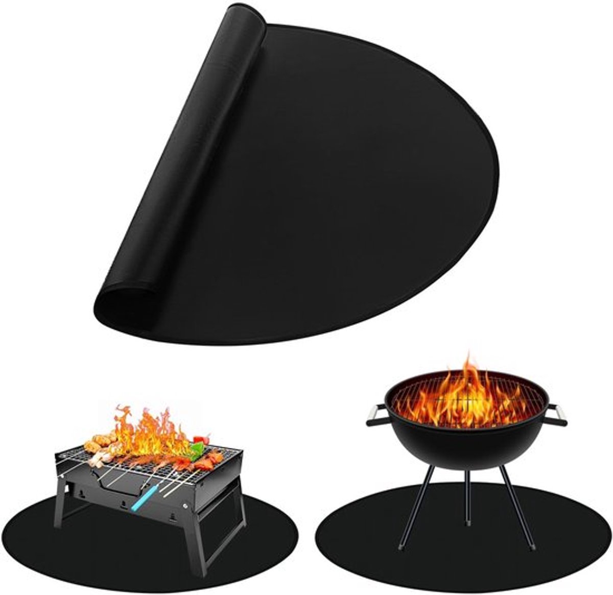 Grillmat Hoge Temperatuurbestendigheid - Opvouwbare Grillmat - Brandwerende Mat - Terrasgrillmat - Vuurkorf Mat - Eenvoudig te Reinigen - Barbecue Mat