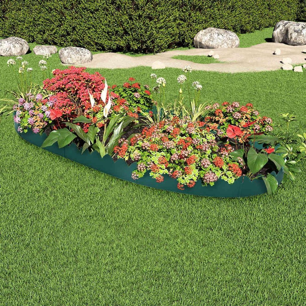 Tuinranding 10 stuks - Gazonafbakening - Bloembedden afzetten - Verbindbare panelen - 65 x 15 cm - Groen