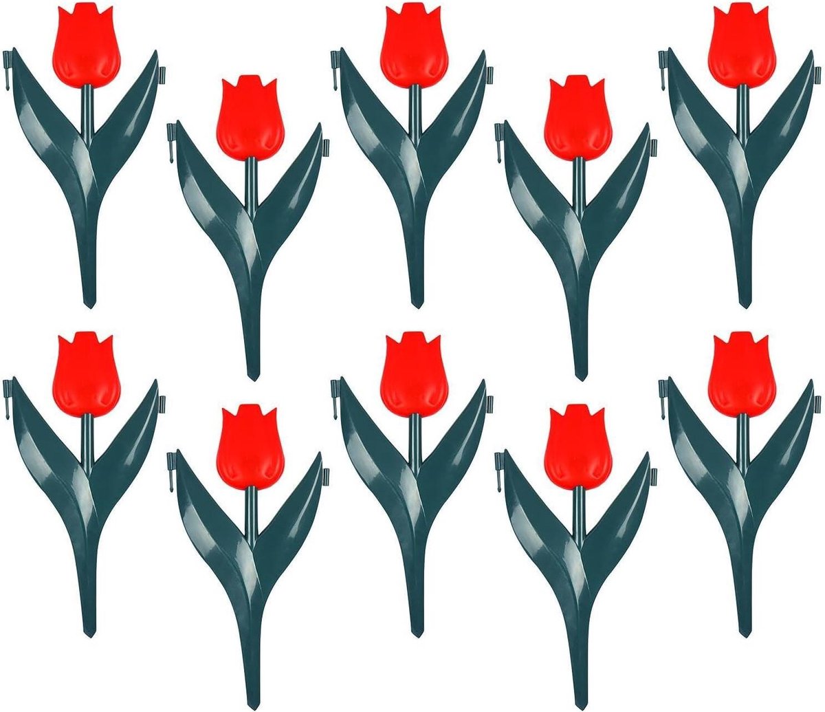 Tuinrand 10 stuks - Bloembed afscheiding - Tuin decoreren - Bloemvormig design - 30x25 cm - Rood