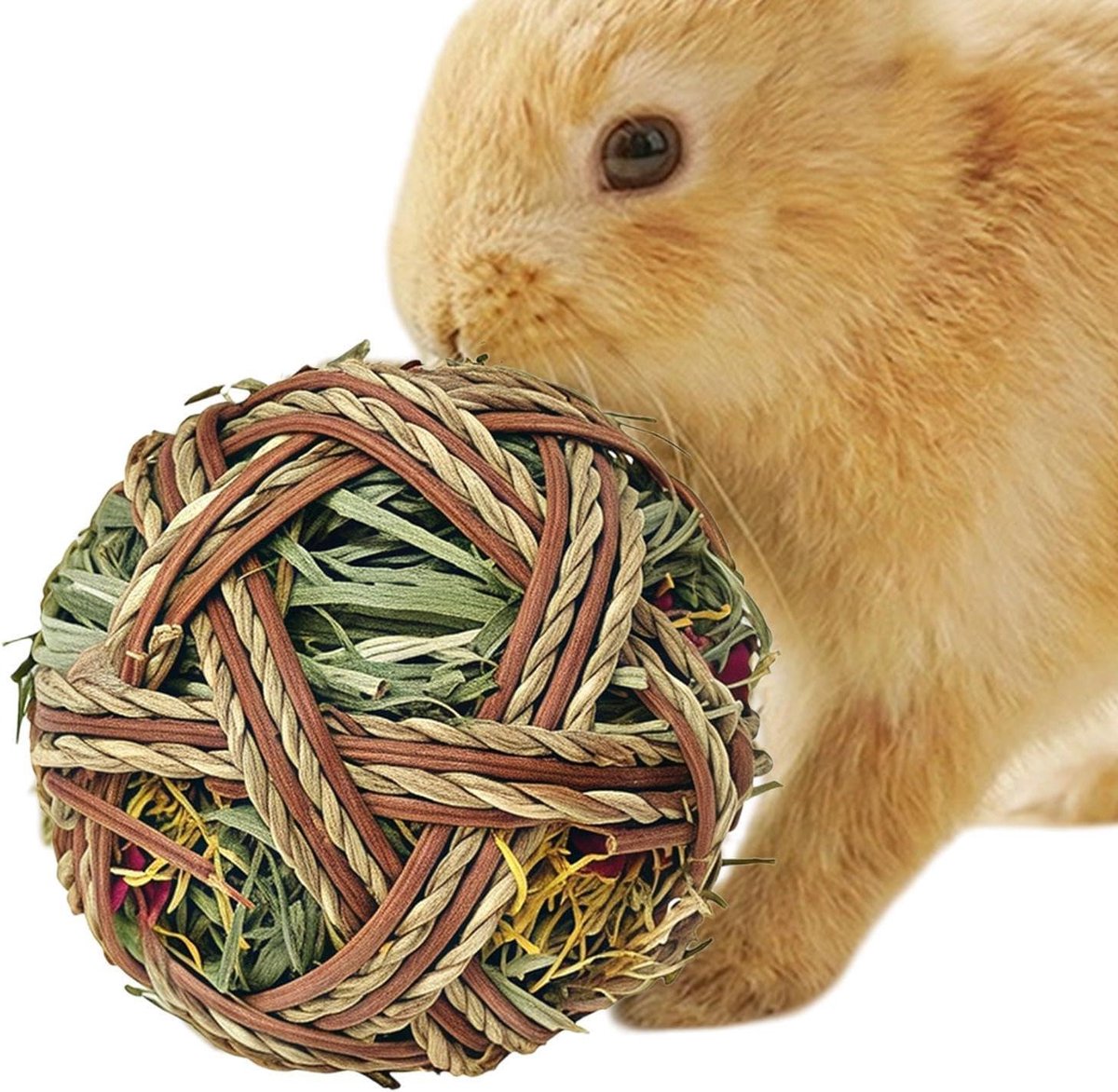 Hooi Konijnenkauwballen - Gerbil Tandenreiniging Speelballen - Gezond Tandenonderhoud - Natuurlijke Kauwbevrediging - 10x10x10 cm - Niet gespecificeerd