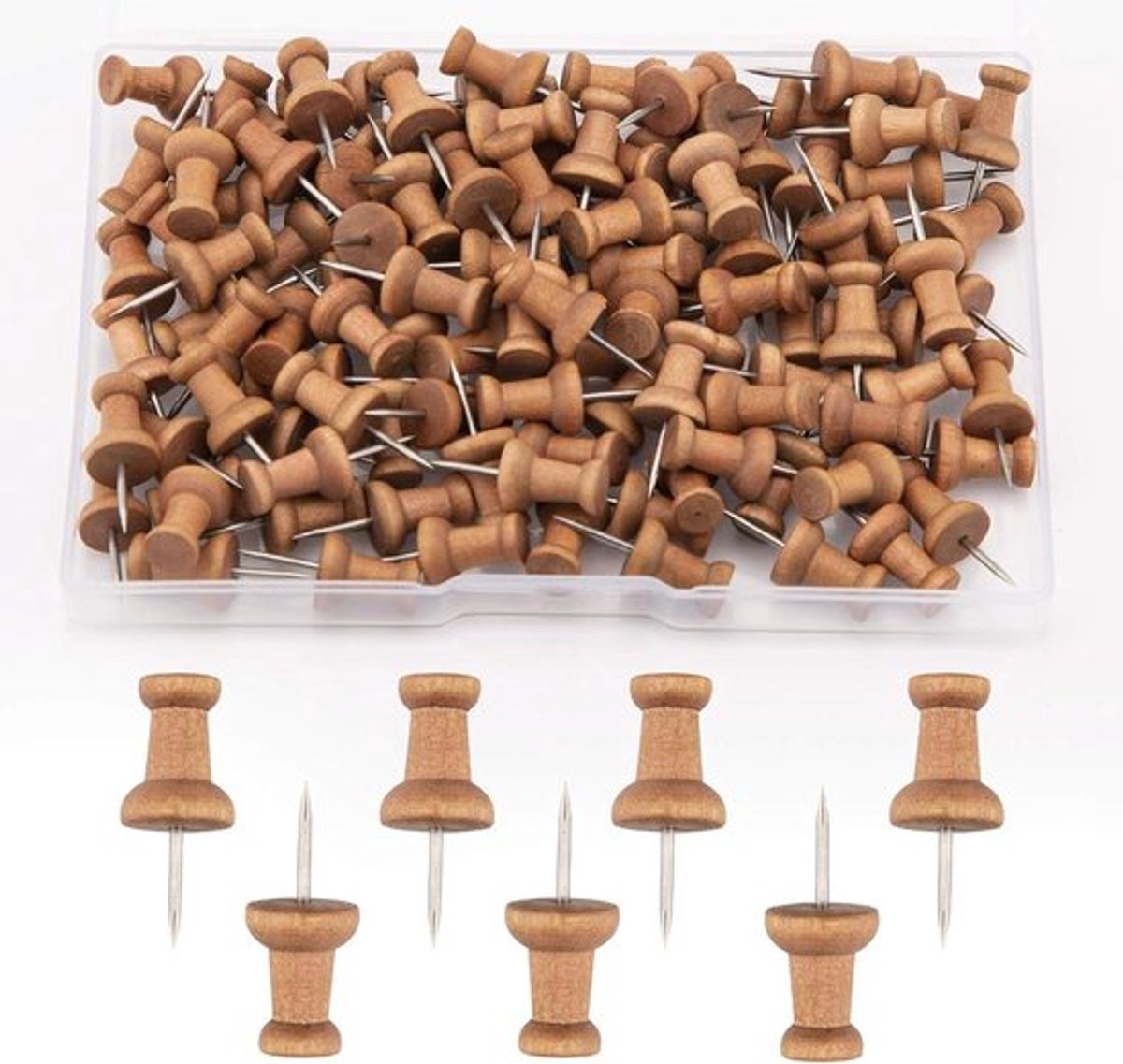 Houten Push Pins | Kaartkopspijkers | Markeringspennen - Set van 100 stuks | Voor Kurk Prikbord | Ambachtelijke Projecten