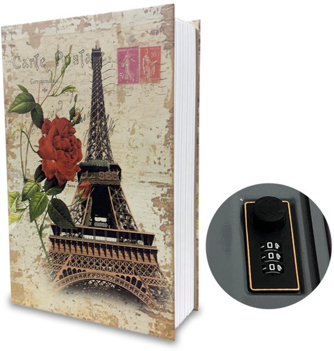 ONF3 - Boek Safe - Combinatielock - Veiligheid voor Waardevolle Spullen - Goud - Geheime Opbergdoos - Perfect voor Geld en Sieraden