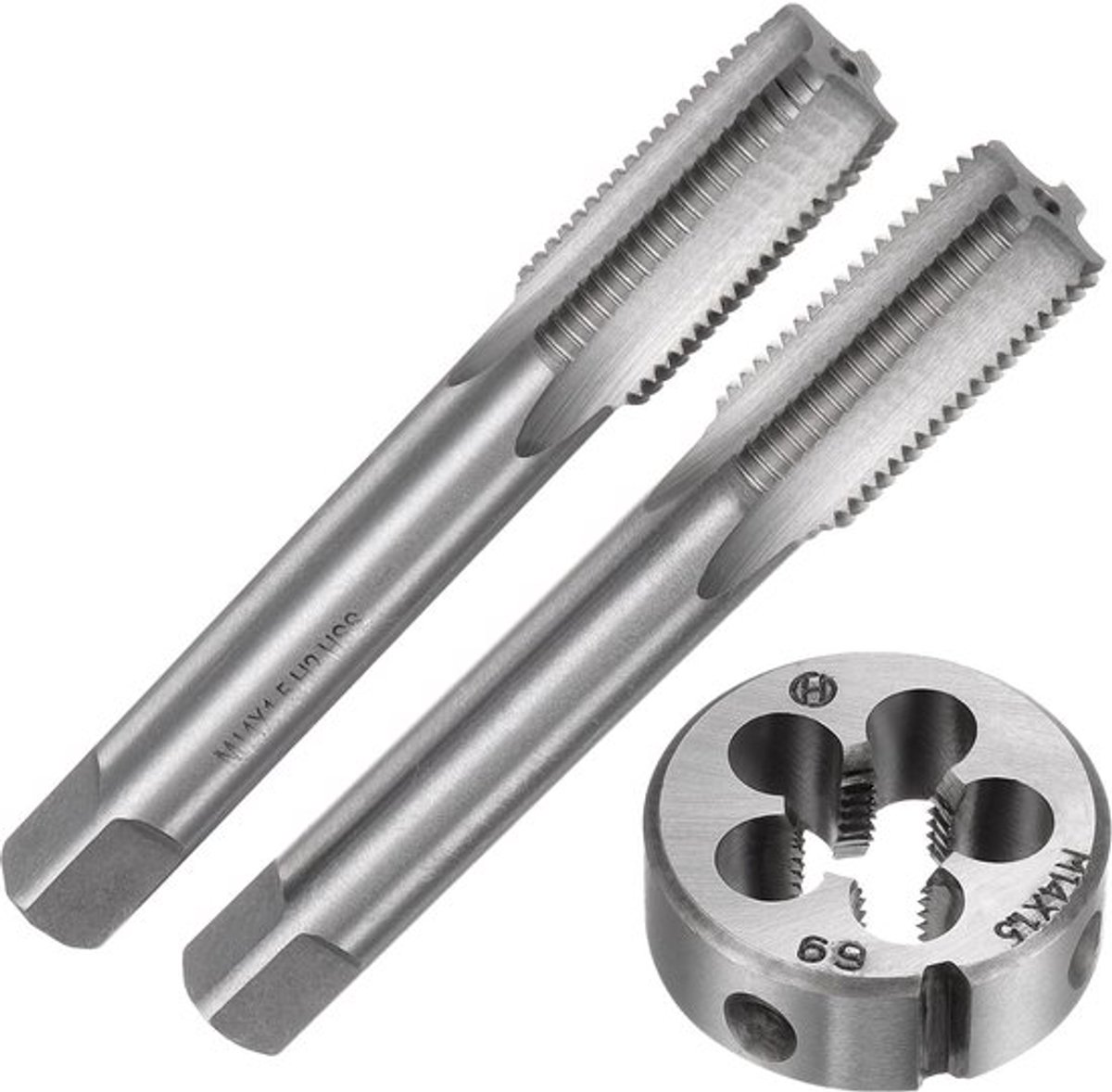 Draad Tap Set - 3 Stuks Metrische Hand Tap en Die - M14 x 1,5 Taper/Plug - Handgereedschap voor DIY - Snijden Externe/Interne Draad - Optimale Resultaten - Tapset