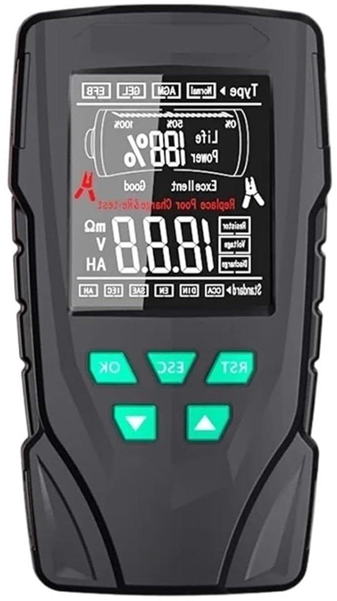 Accubelastester - Accutester Voertuig - Accu's Controleren - 12V 24V Compatibel - 1 kg - One Color