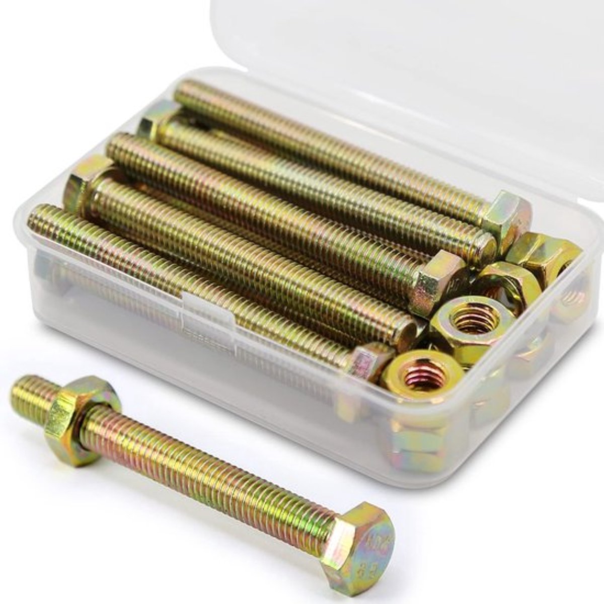 - M8 x 60 mm - Hex Schroeven Set - Hoogwaardige kwaliteit - Gecoat staal - Perfect voor constructieprojecten - 10 stuks