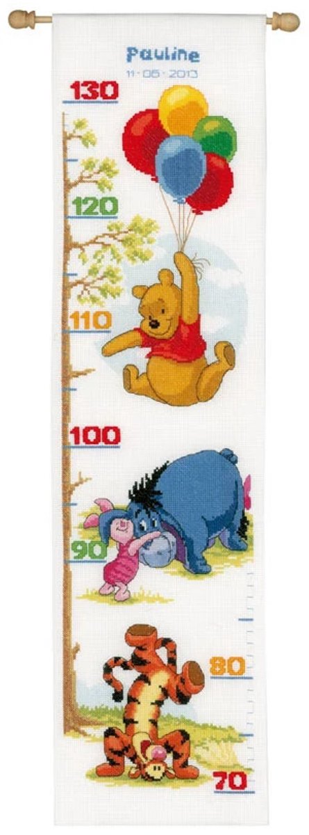 borduurpakket PN0146423 winnie the pooh, groeimeter/meetlat, ballonnen (collectors item!)