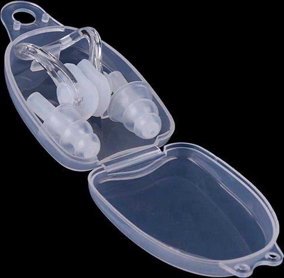 Zwembril met oordopjes - Neusklem zwemmen - Water buiten houden - Comfortabele pasvorm - Maat S - Transparant