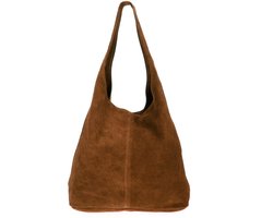 Bruine Suède Schoudertas Lili - Handtassen - Hobo Tassen - Shoppers - Ruime Suède dames tassen - Borse in Pelle - Bruin
