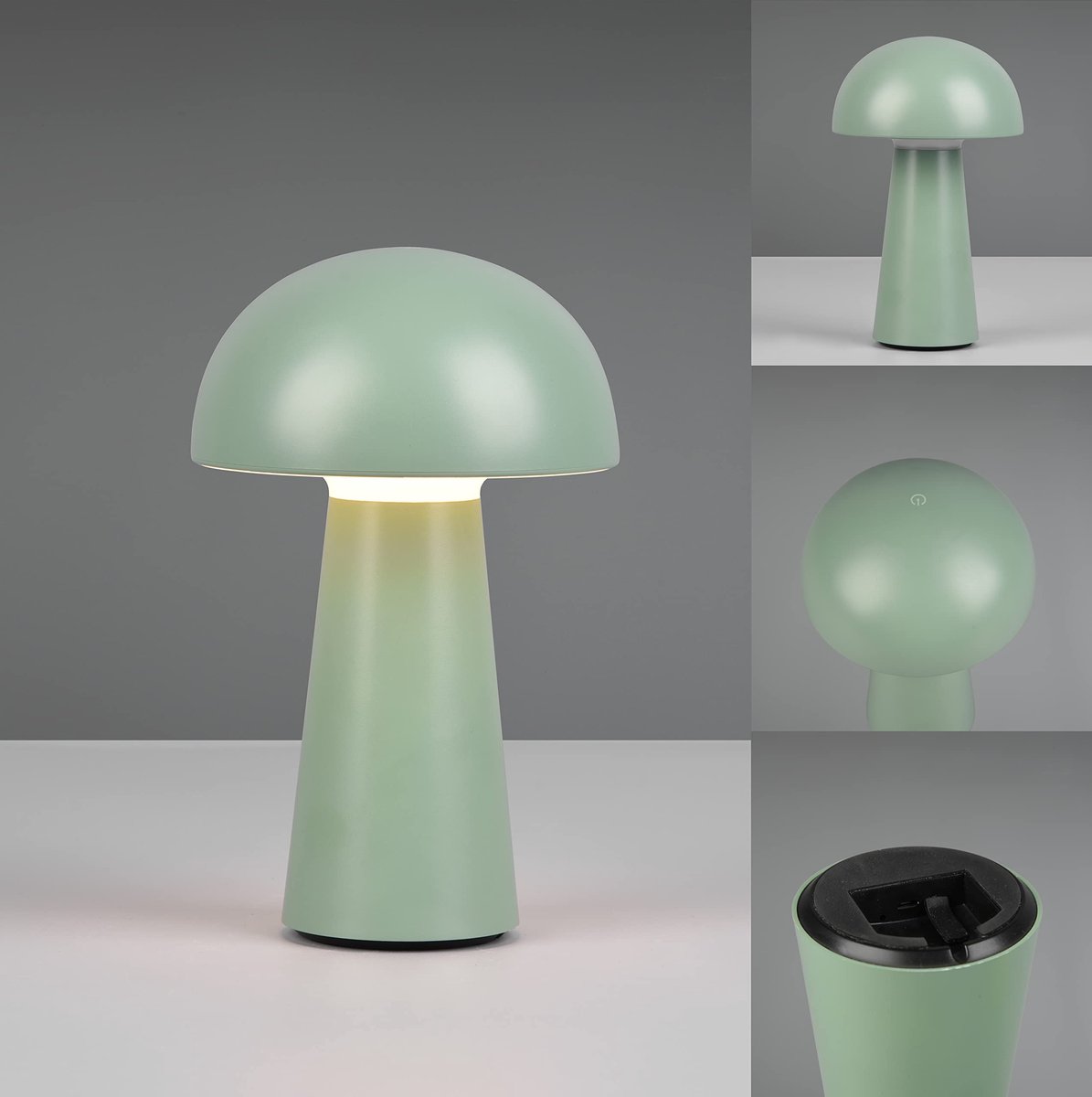 SnelShoppen - LED Accu Buitentafellamp Lennon R52176149 - Kunststof Pistache Groen - Inclusief 2x Watt LED en Touch Dimmer - Perfect voor Tuin, Campin