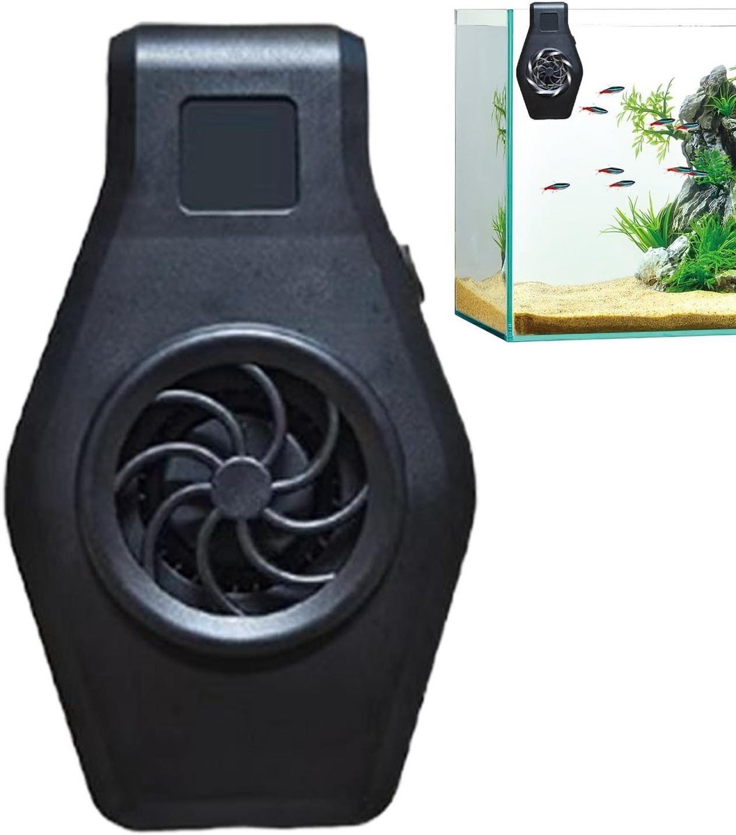 Aquarium Koelventilator - Vis Koeler - Water Temperatuur Regelen - Stille Werking - 19.5W x 8.7H cm - Zwart