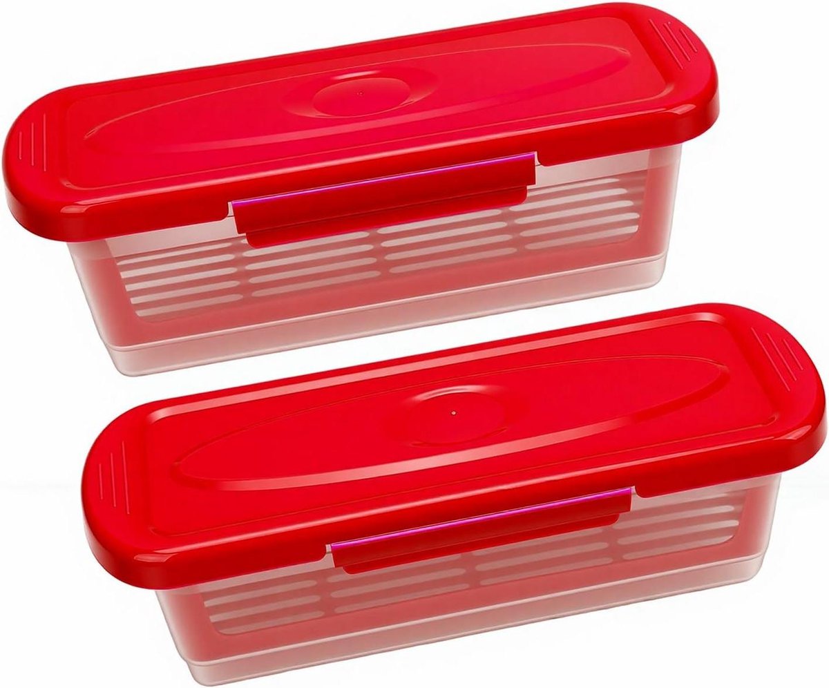 Paneerschudbekers - Beslagkommen - Gelijkmatig Coaten - Ingebouwde Kruimellade - 2 Stuks - Rood