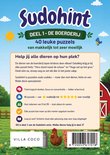 Voorpagina van Sudohint deel 1, 'De boerderij', met 40 puzzels. Zonnig landschap met boerderijdieren.