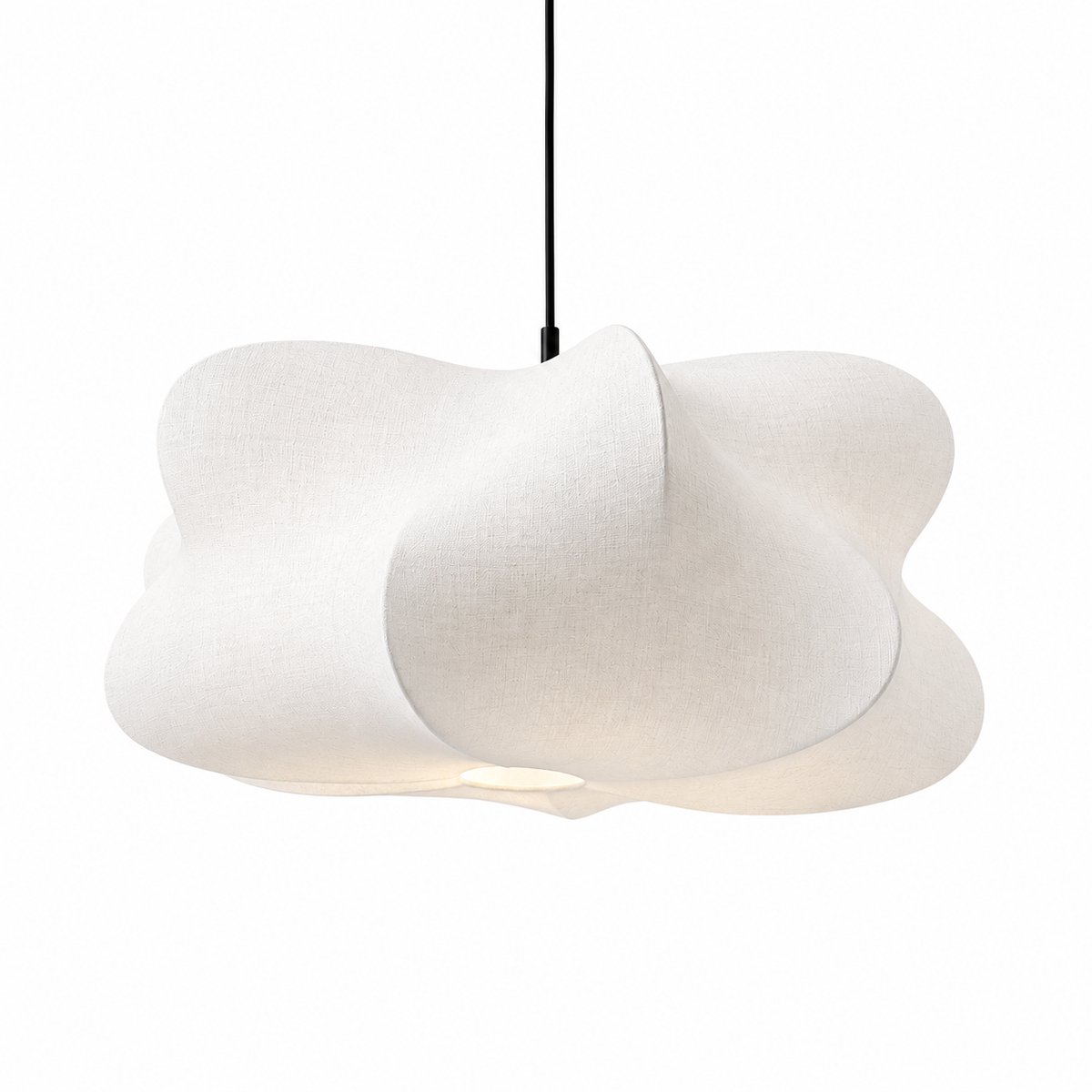 ITRONIQ Hanglamp Woonkamer 60 CM - Wabi Sabi Plafondlamp - Organische Design Hanglamp E27 - Zijden Lampenkap - Japandi - Wit