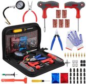 Autobandenreparatieset - 73-delige set - Bandenreparatieset - Geschikt voor motorfietsen, bromfietsen of auto's - Snelle noodreparatieset voor banden - Kunststof + legering