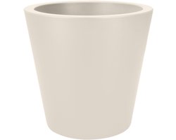 Elho Pure Straight Round 65 - Grote Bloempot voor Binnen en Buiten - Gerecycled Plastic - Ø 64 x H 68 cm - Linen white