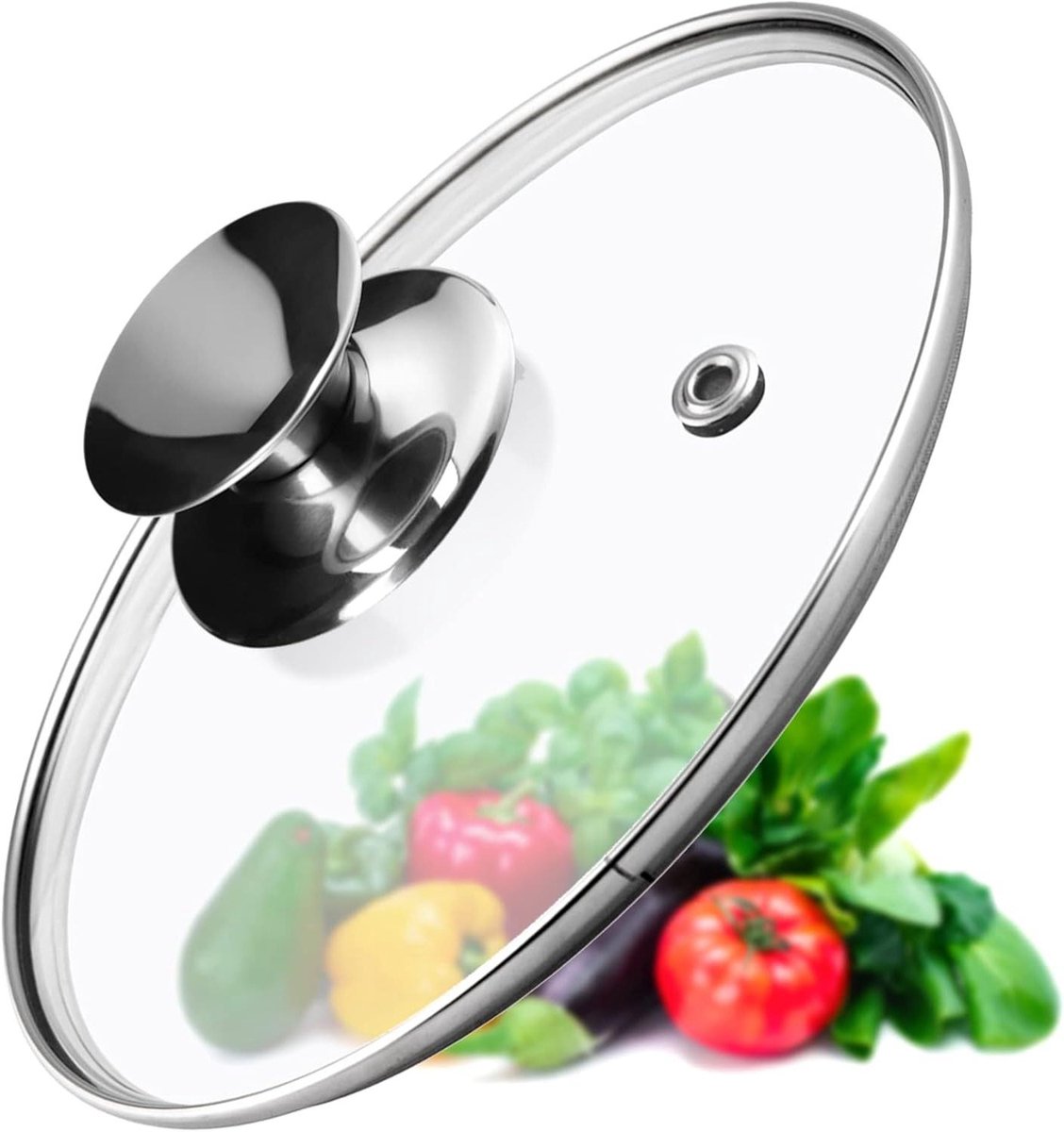Pandeksel Glas - Universeel Deksel - Koken en Braden - Hittebestendige Handgreep - 16 cm - Transparant