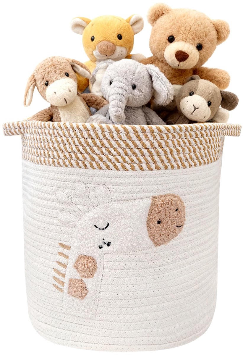 SnelShoppen - Opbergmand Kinderkamer 30 cm Gevlochten Wasmand voor Speelgoed, Wasgoed, Deken met Handvat - Organiser voor Aankleedtafel en Kinderen