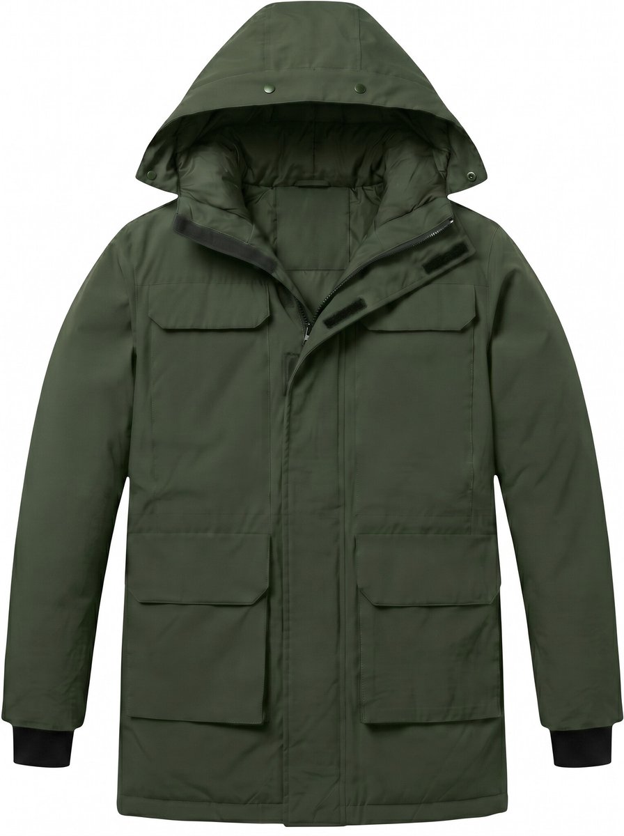 Lange jas Heren - Heren Winterjassen - LF7169 - Groen - Maat L