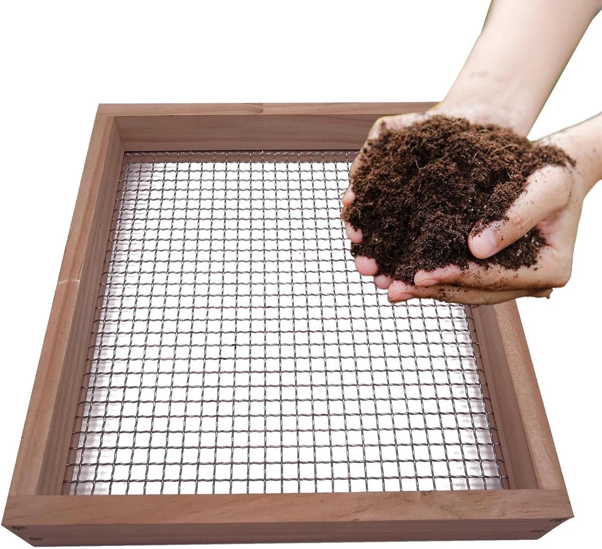 Compostzeef Hout - Tuinzeef Bodemzeef - Compost Zeven - Roestbestendig Gaas - 36 x 30 cm - Niet gespecificeerd