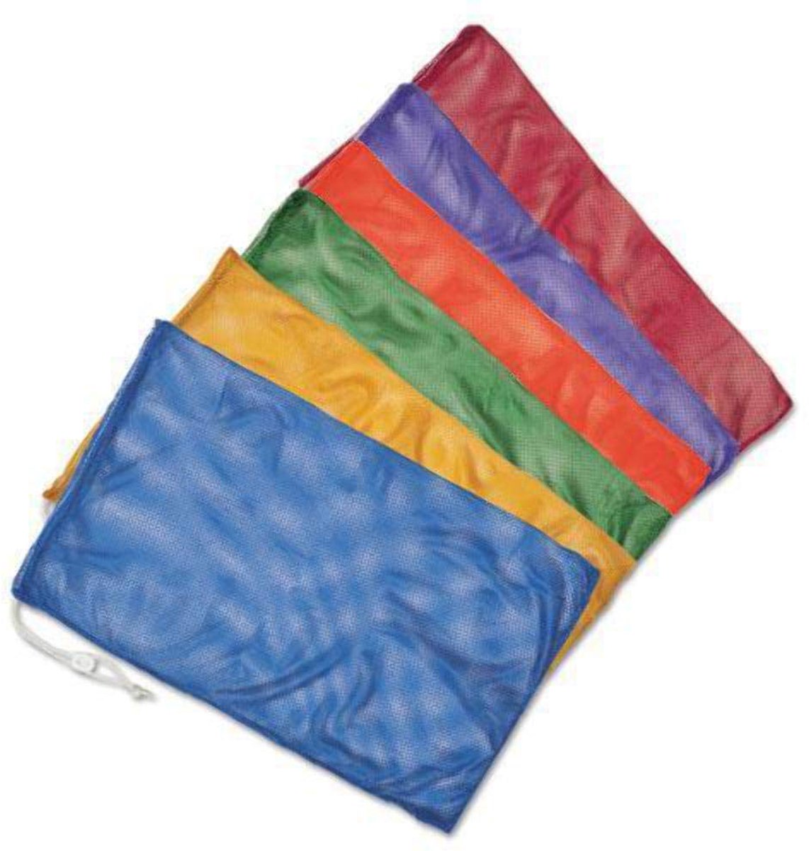 SnelShoppen - Mesh tas voor sportuitrusting set van 6, multifunctioneel nylon tas met trekkoord 30 x 45 cm voor ballen, strand, wasserette, sport, kin