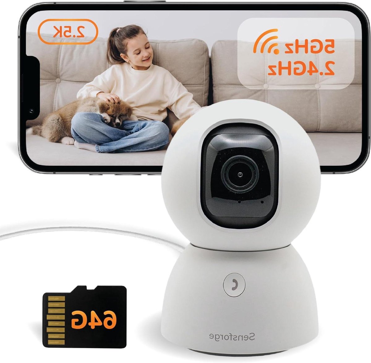 Beveiligingscamera Binnen - Huisdiercamera Kinderbewaking - Huis en Huisdier Bewaken - AI Bewegingsdetectie - 2.5K Resolutie - Wit