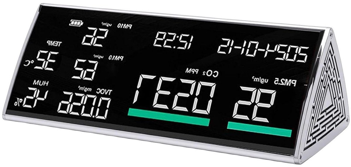 Luchtkwaliteitsmonitor - Luchtmeter CO2 - Binnenmilieu Bewaken - 9-in-1 Meting - 9 Inch LED-scherm - Zwart