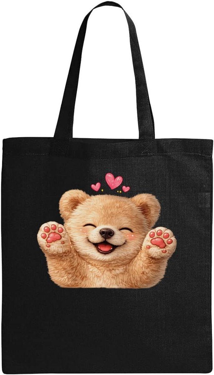 Katoenen Draagtas - Ecologische Tas - Boodschappen Doen - Versterkte Stresspuntstiksels - 36 x 36 x 42 cm - Zwart
