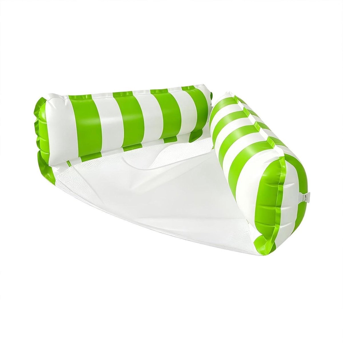 Zwembad Drijfmatter - Opblaasbare Hangmat - Ontspannen op Water - Lekvrije Lasnaden - 110x60x15cm - Groen Gestreept