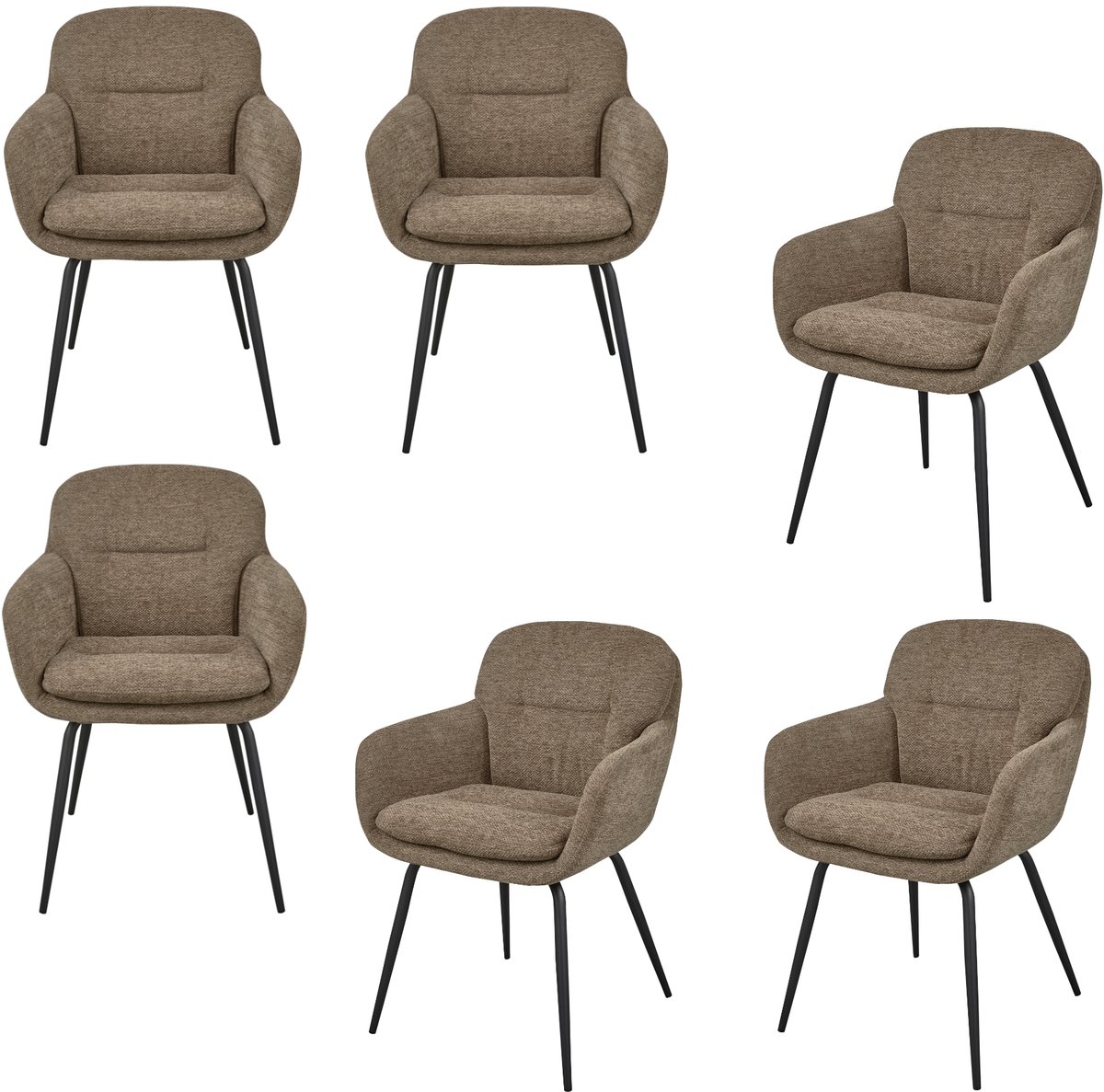 WOOOD Runa Eetkamerstoelen - Polyester - Donker Zand - Set van 6