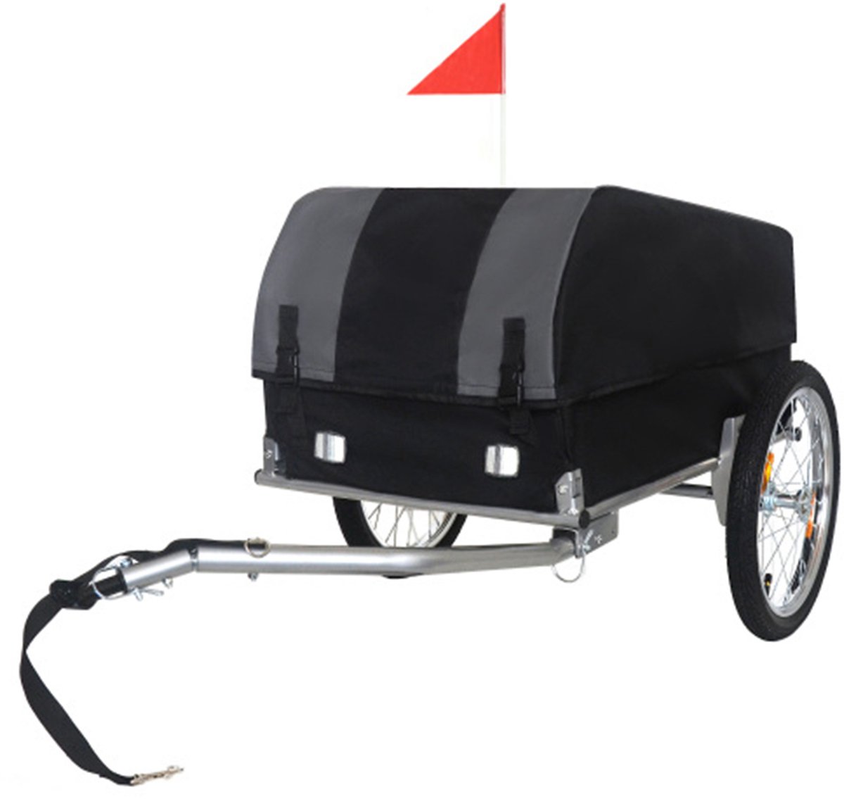MIVRAY Fietskar – 40 kg Draagvermogen – 129 x 66 x 61 cm – Staal En Waterdichte Stof – Zwart Grijs – Opvouwbaar Voor Boodschappen En Kamperen