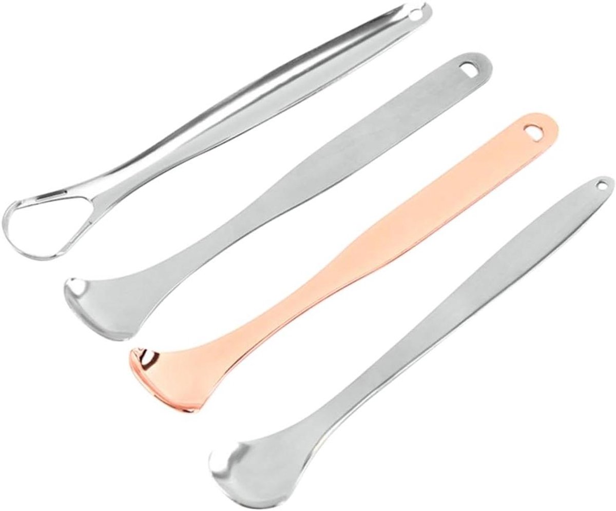 Tongreiniger Set - Tongschraper Borstel - Mondhygiëne Verbeteren - Roestvrij Staal - 4 Stuks - Assorti